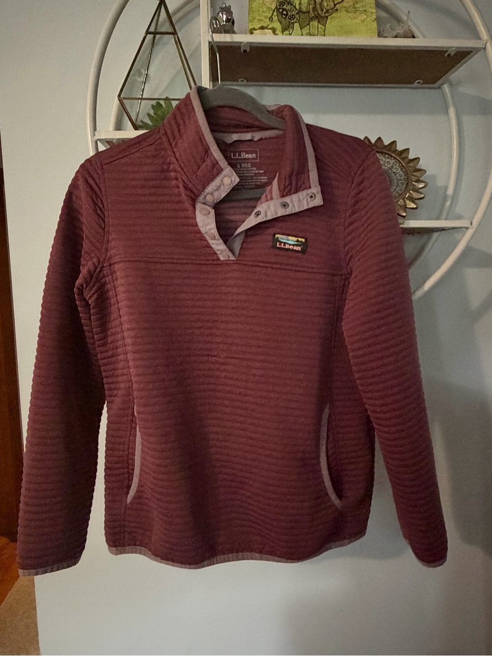 L.L. Bean Women's Small S Quilted Snap-Front Pullover Burgundy